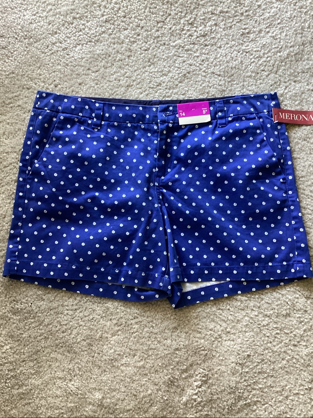 Merona Royal Blue Polka Dot Women's  Shorts - Size 14